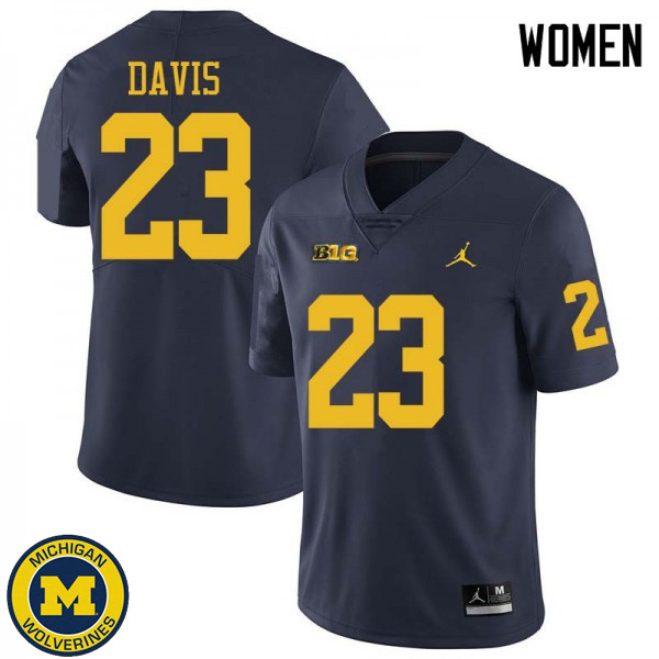 Women's Michigan Wolverines #23 Jared Davis Navy Jordan Brand High School Jersey